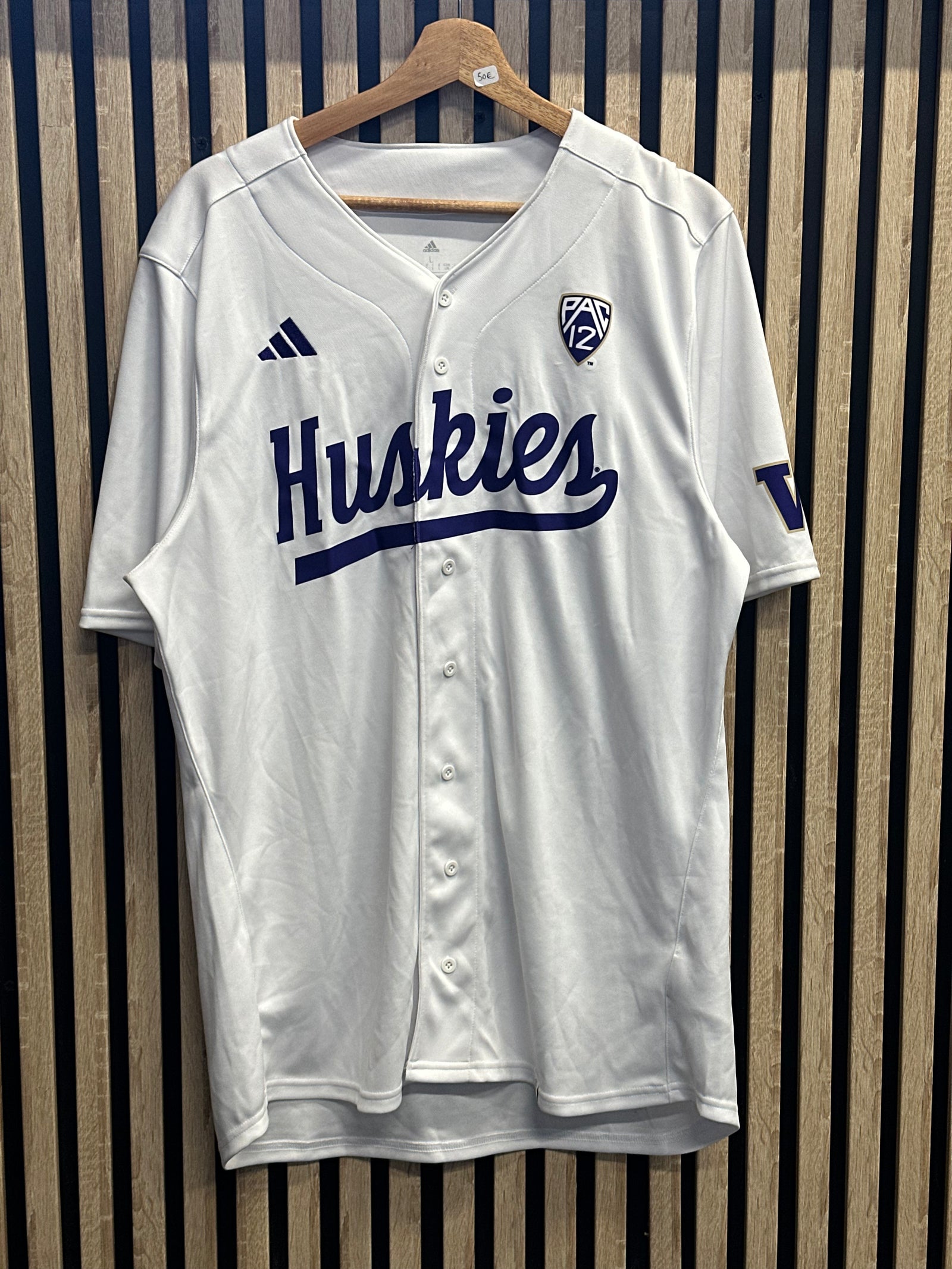 Adidas Washington Huskies maillot de baseball blanc - L - vue avant