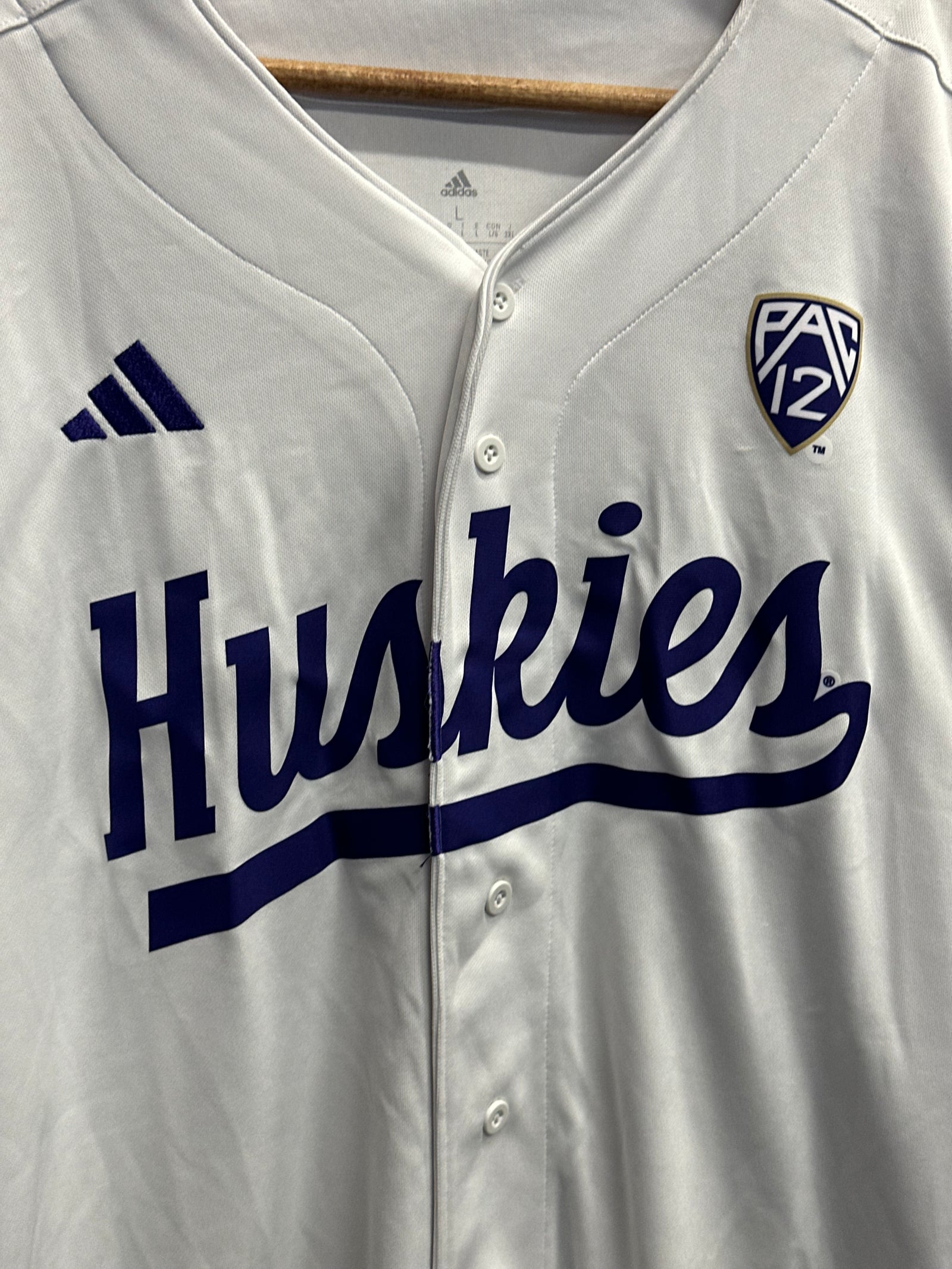 Adidas Washington Huskies maillot de baseball blanc - L - détail