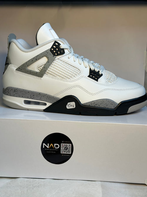 Air Jordan 4 Retro White Cement - profil pointant vers la droite