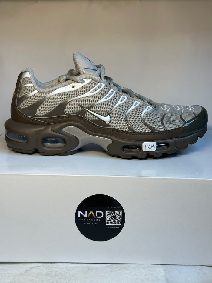 Nike Air Max Plus TN marron et grise - profil vers la droite